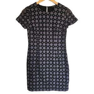 Banana Republic‎ geometric eyelet short sleeve sheath dress